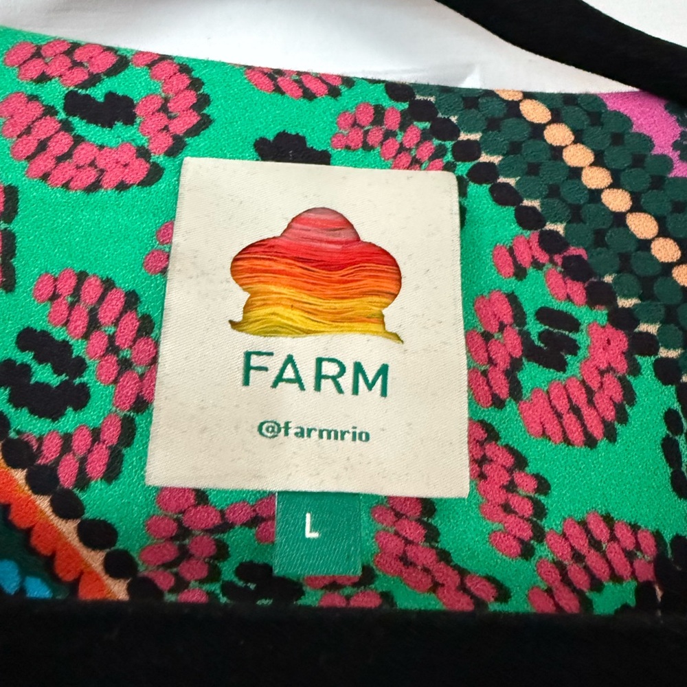 Farm Rio Size L Colorful Patterned Wrap Dress - Picture 2 of 5